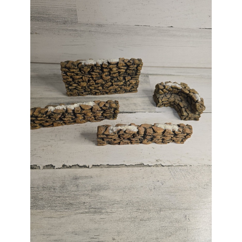 Dept 56 Village Stone Walls Set of 4 Snow Accents Christmas Miniature Decor